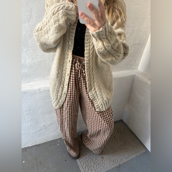 Handmade cream with colored speckles, knit cardigan - Picture 4 of 14